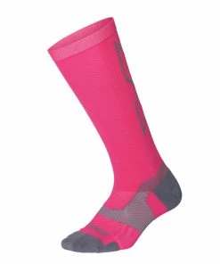 2XU - Vectr L.Cush Full Length Socks - Unisex - Hot Pink/Grey - 2023
