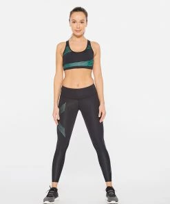 2XU - Women's Motion Mid Rise Compression Tights - Black/Cloud Blue