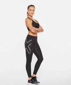 2XU - Aero Vent Mid-Rise Compression Tights - Women's - Black/Silver Reflective