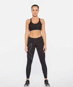 2XU - Light Speed Women's Mid-Rise Compression Tights - Black/Black Reflective - 2023