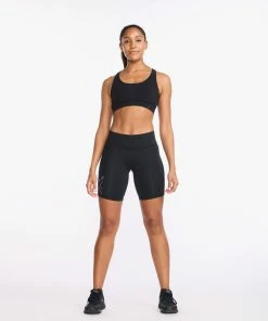 2XU - Aero Mid-Rise Compression 6Inch Short - Women's - Black/Silver Reflective - 2023