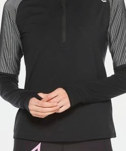2XU - Women's GHST Half-Zip Long Sleeve Top - Black/White