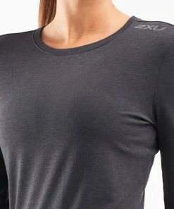2XU - Ignition Base Layer Long Sleeve - Black Marle/Silver Reflective - Women's