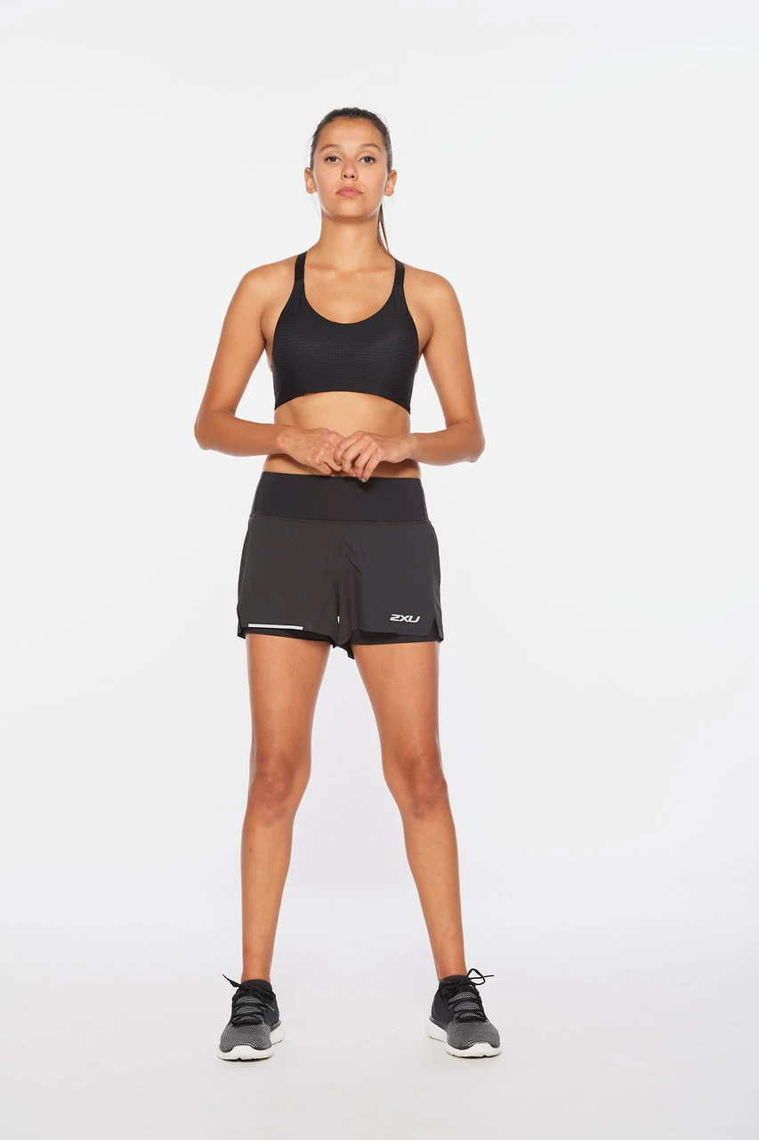 2XU - Aero Women's 2-In-1 3in Shorts - Black/Silver Reflective - Image 5