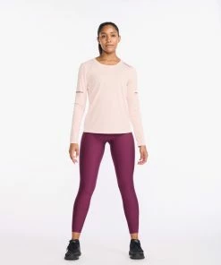 2XU - Aero Long Sleeve - Women's - Peach Whip/Mulberry Reflective
