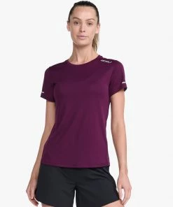 2XU - Aero Tee - Women's - Beet/Silver Reflective