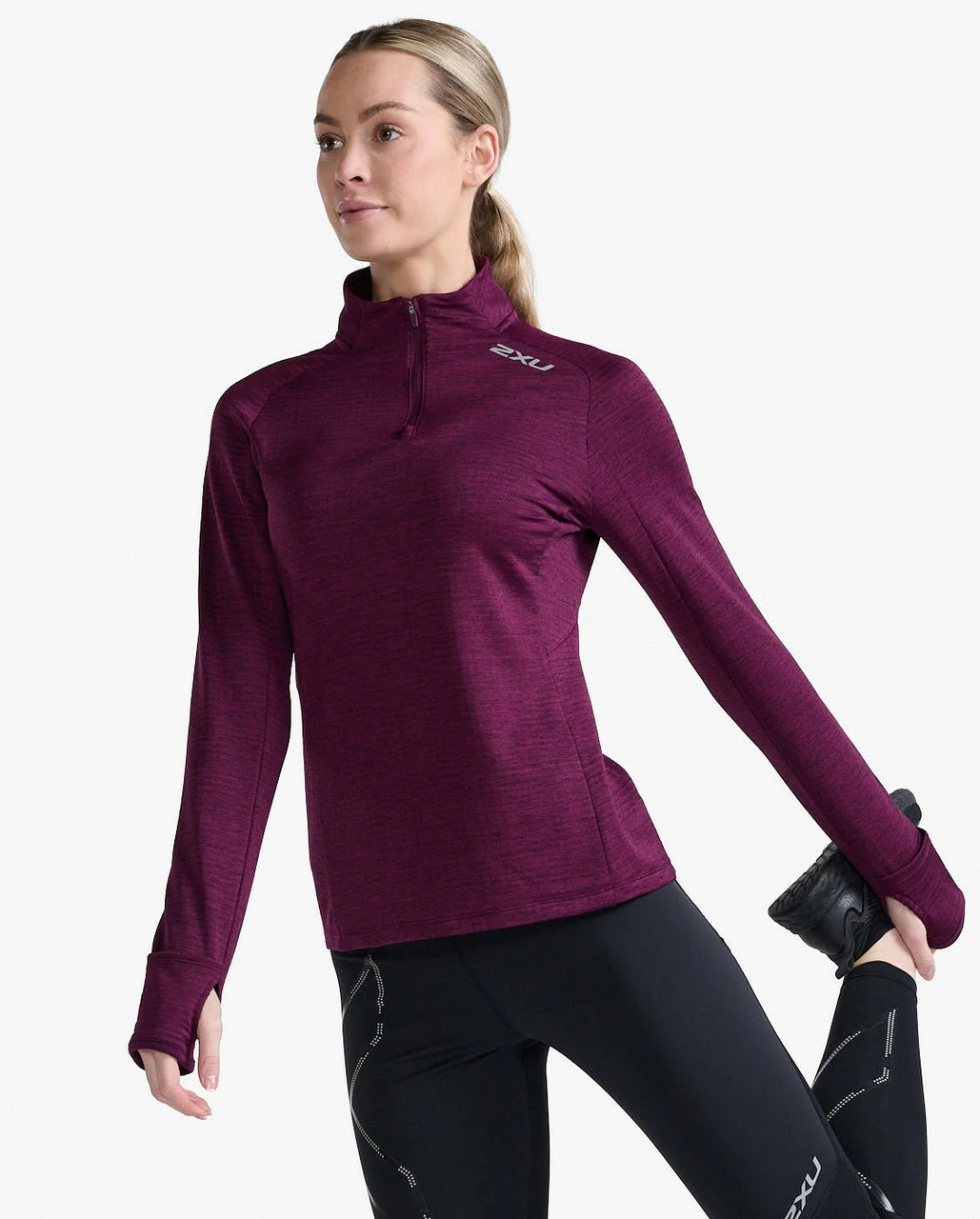 2XU - Ignition 1/4 Zip - Women's - Beet/Silver Reflective - Image 4