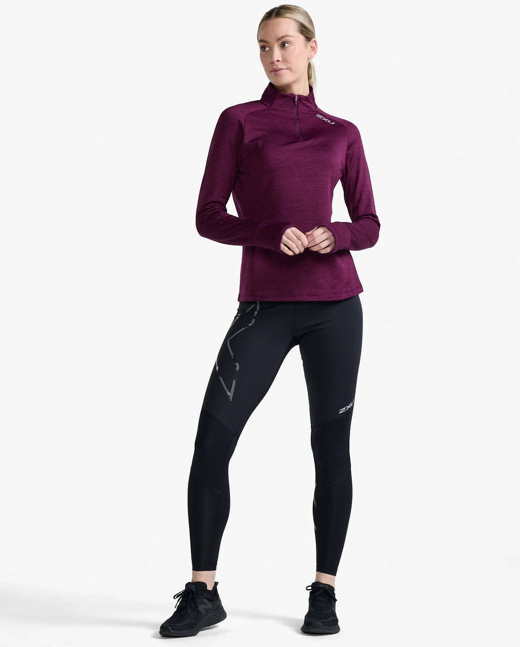 2XU - Ignition 1/4 Zip - Women's - Beet/Silver Reflective - Image 3