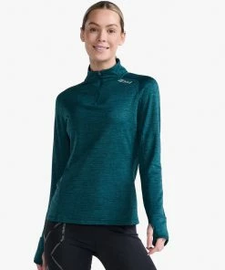 2XU - Ignition 1/4 Zip - Women's - Deep Jade/Silver Reflective