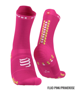 Compressport - Pro Racing Socks V4.0 Run High - Unisex - Fluo Pink/Primerose