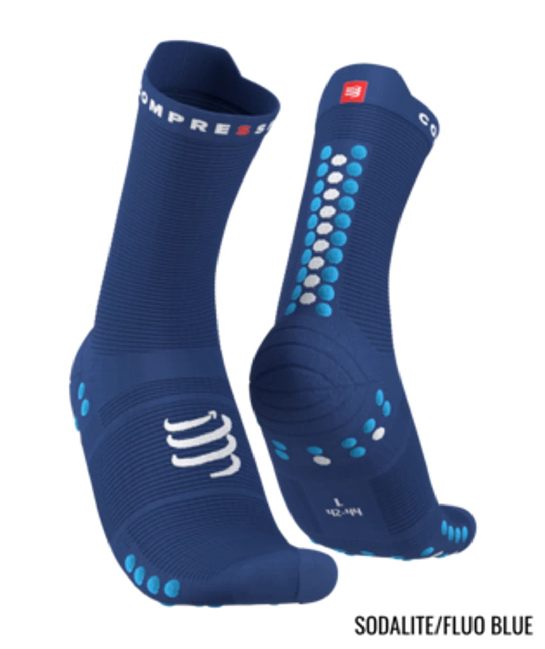 Compressport - Pro Racing Socks V4.0 Run High - Unisex - Sodalite/Fluo Blue