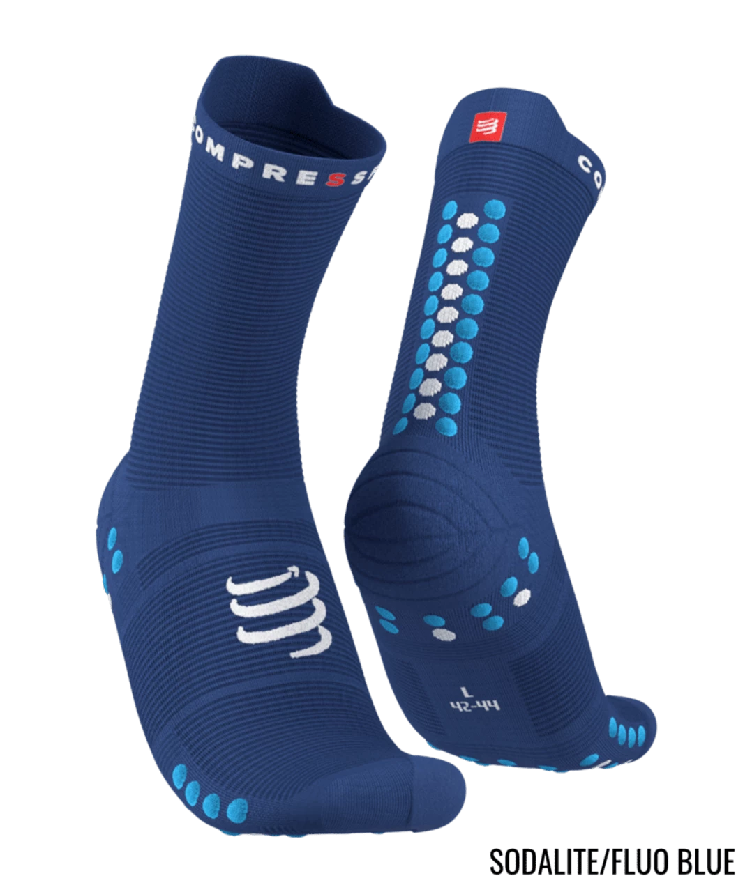 Compressport - Pro Racing Socks V4.0 Run High - Unisex - Sodalite/Fluo Blue - Image 2