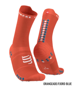 Compressport - Pro Racing Socks V4.0 Run High - Unisex - Orangeade/Fjord Blue
