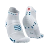 Compressport - Pro Racing Socks V4.0 Run Low - Unisex - White/Fjord Blue