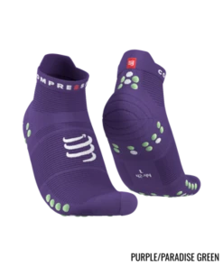 Compressport - Pro Racing Socks V4.0 Run Low - Unisex - Purple/Paradise Green