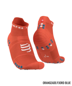 Compressport - Pro Racing Socks V4.0 Run Low - Unisex - Orangeade/Fjord Blue