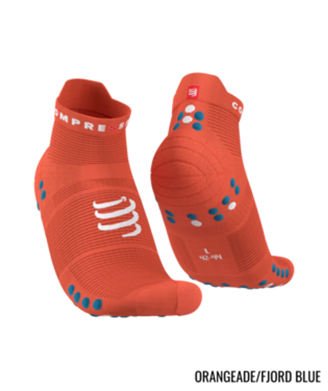 Compressport - Pro Racing Socks V4.0 Run Low - Unisex - Orangeade/Fjord Blue