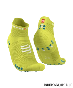 Compressport - Pro Racing Socks V4.0 Run Low - Unisex - Primerose/Fjord Blue