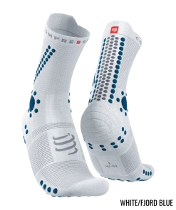 Compressport - Pro Racing Socks V4.0 Trail - Unisex - White/Fjord Blue