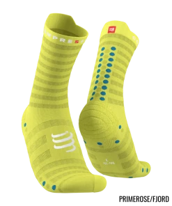 Compressport - Pro Racing Socks V4.0 Ultralight Run High - Unisex - Primerose/Fjord Blue